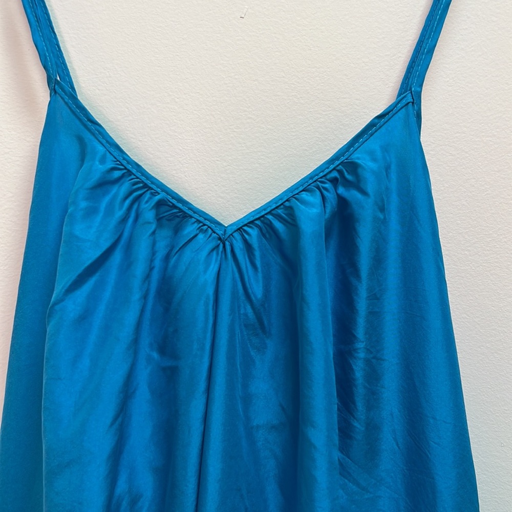 Loup Charmant blue slip dress, XS, cross back camisole, jewel tone silk